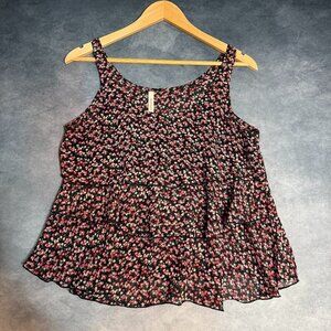 Vintage Boho Floral Top Women’s Small Brown Made in USA Cottagecore 90s Y2K